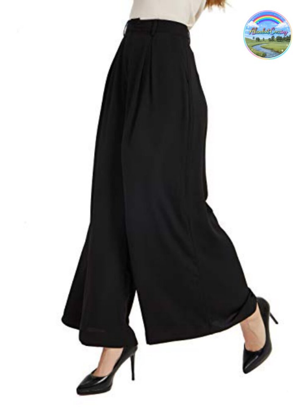 Tronjori High Waist Wide Leg Palazzo Business Pants